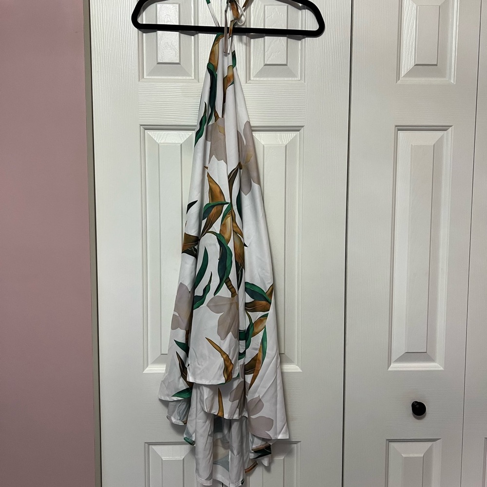 Women’s tropical halter tie dress